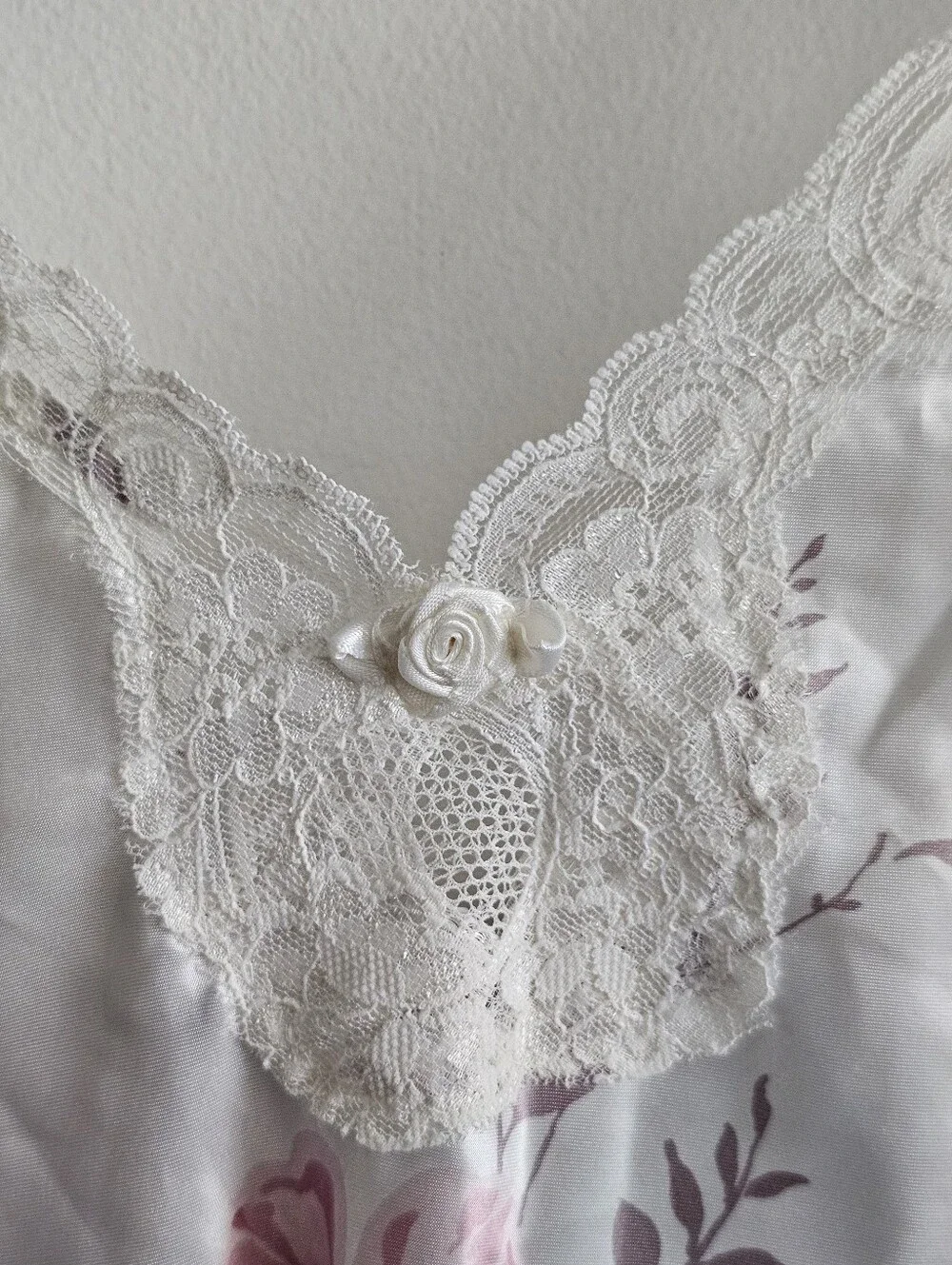 Vintage 80's Delicates Floral Satin Teddy Bodysuit Lace Lingerie Romper S